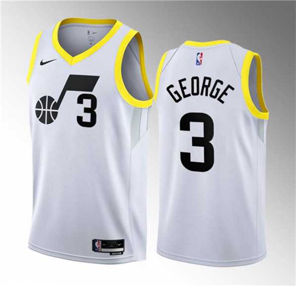 Men%27s Utah Jazz #3 Keyonte George White 2023 Draft Association Edition Stitched Basketball Jersey Dzhi